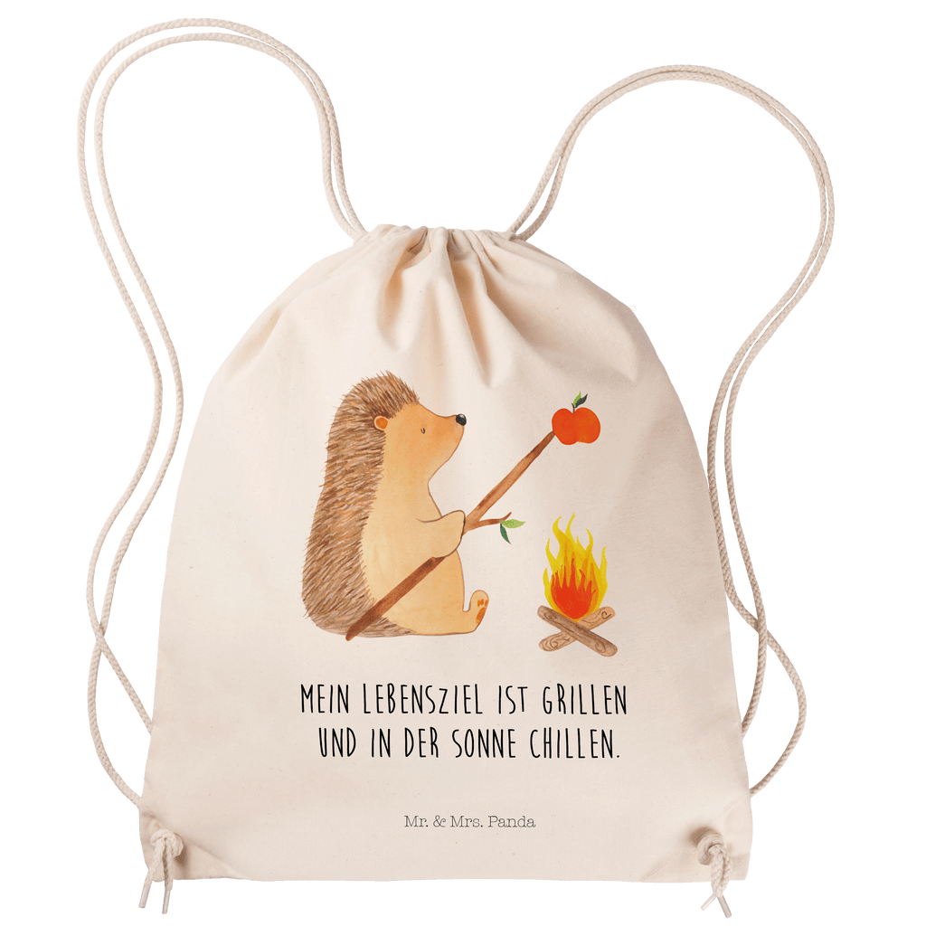 Sportbeutel Igel grillt Turnbeutel, Beutel, Sporttasche, Tasche, Stoffbeutel, Tiermotive, Gute Laune, lustige Sprüche, Tiere, Igel, Grillen, Ziele, Motivation, arbeitslos, Sinn des Lebens, Spruch