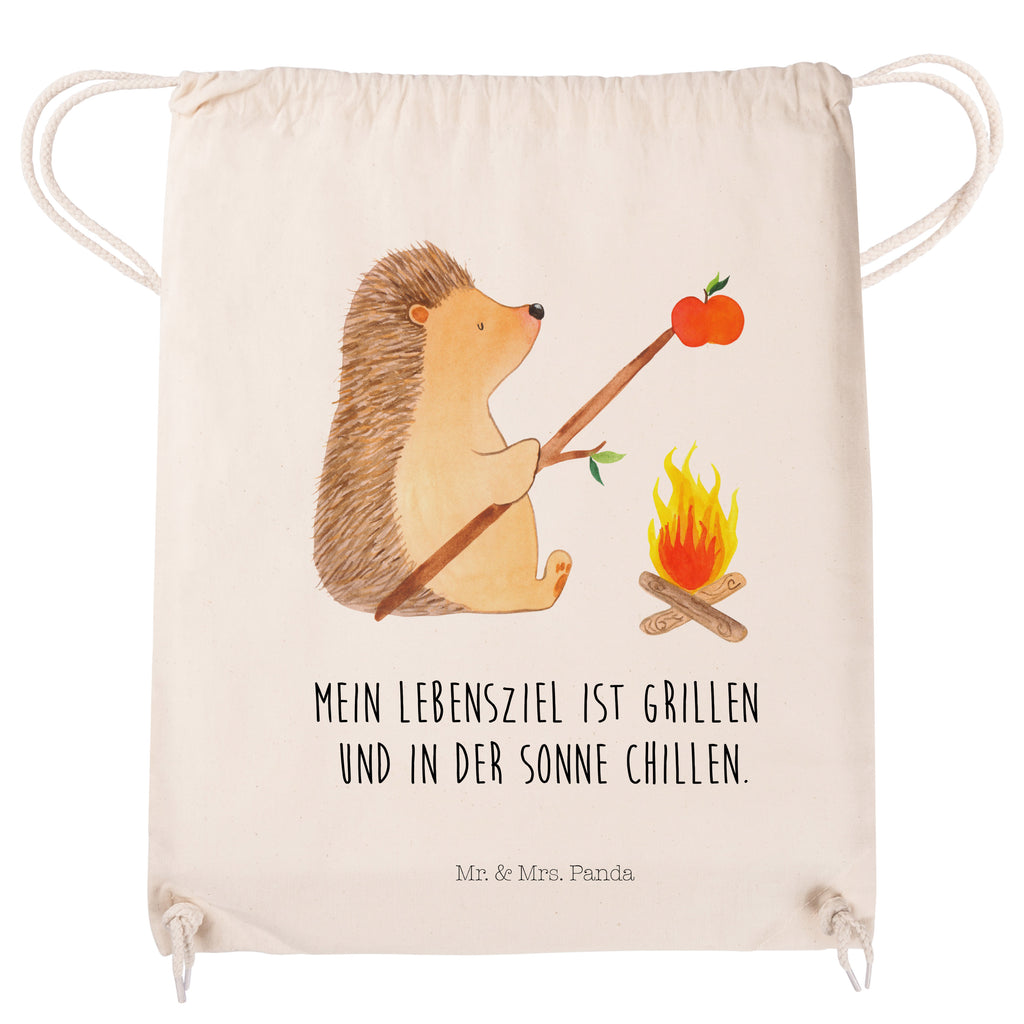 Sportbeutel Igel grillt Turnbeutel, Beutel, Sporttasche, Tasche, Stoffbeutel, Tiermotive, Gute Laune, lustige Sprüche, Tiere, Igel, Grillen, Ziele, Motivation, arbeitslos, Sinn des Lebens, Spruch