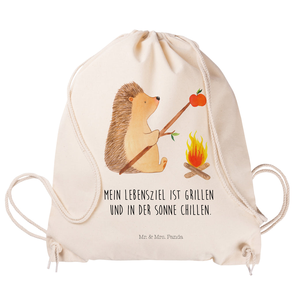 Sportbeutel Igel grillt Turnbeutel, Beutel, Sporttasche, Tasche, Stoffbeutel, Tiermotive, Gute Laune, lustige Sprüche, Tiere, Igel, Grillen, Ziele, Motivation, arbeitslos, Sinn des Lebens, Spruch