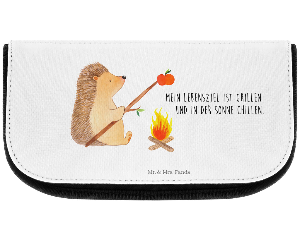 Kosmetiktasche Igel grillt Kosmetikbeutel, Kulturtasche, Kulturbeutel, Schminktasche, Make-Up Tasche, Tiermotive, Gute Laune, lustige Sprüche, Tiere, Igel, Grillen, Ziele, Motivation, arbeitslos, Sinn des Lebens, Spruch