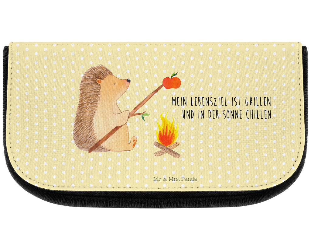 Kosmetiktasche Igel grillt Kosmetikbeutel, Kulturtasche, Kulturbeutel, Schminktasche, Make-Up Tasche, Tiermotive, Gute Laune, lustige Sprüche, Tiere, Igel, Grillen, Ziele, Motivation, arbeitslos, Sinn des Lebens, Spruch