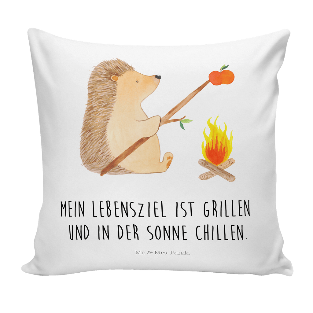 40x40 Kissen Igel grillt Kissenhülle, Kopfkissen, Sofakissen, Dekokissen, Motivkissen, Tiermotive, Gute Laune, lustige Sprüche, Tiere, Igel, Grillen, Ziele, Motivation, arbeitslos, Sinn des Lebens, Spruch