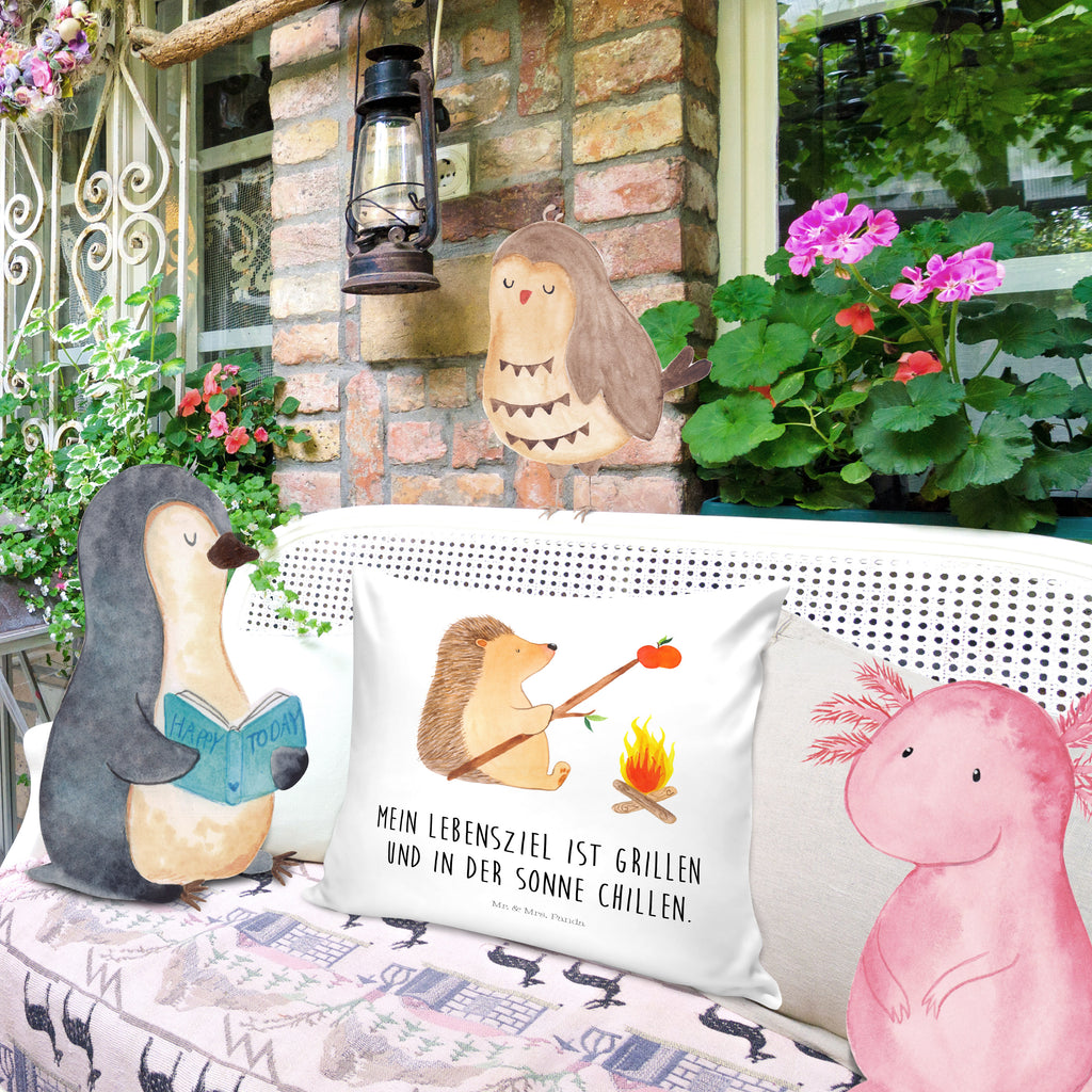40x40 Kissen Igel grillt Kissenhülle, Kopfkissen, Sofakissen, Dekokissen, Motivkissen, Tiermotive, Gute Laune, lustige Sprüche, Tiere, Igel, Grillen, Ziele, Motivation, arbeitslos, Sinn des Lebens, Spruch