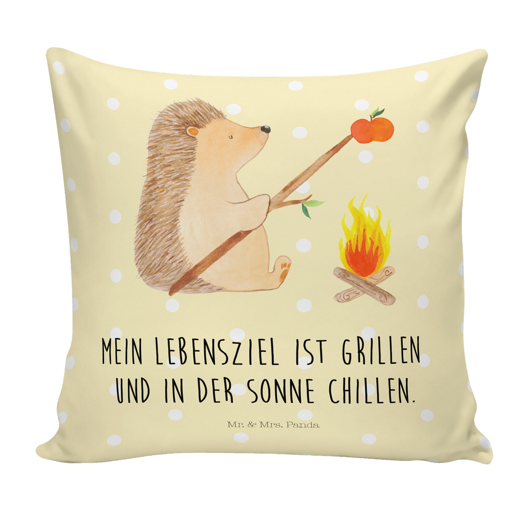 40x40 Kissen Igel grillt Kissenhülle, Kopfkissen, Sofakissen, Dekokissen, Motivkissen, Tiermotive, Gute Laune, lustige Sprüche, Tiere, Igel, Grillen, Ziele, Motivation, arbeitslos, Sinn des Lebens, Spruch