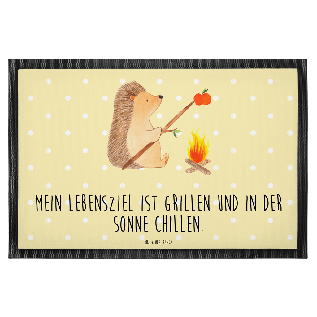Fußmatte Igel grillt Türvorleger, Schmutzmatte, Fußabtreter, Matte, Schmutzfänger, Fußabstreifer, Schmutzfangmatte, Türmatte, Motivfußmatte, Haustürmatte, Vorleger, Tiermotive, Gute Laune, lustige Sprüche, Tiere, Igel, Grillen, Ziele, Motivation, arbeitslos, Sinn des Lebens, Spruch
