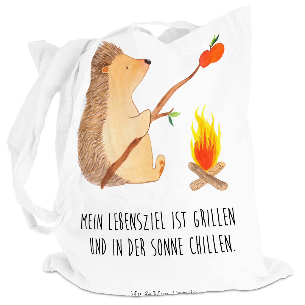 Tragetasche Igel grillt Beuteltasche, Beutel, Einkaufstasche, Jutebeutel, Stoffbeutel, Tiermotive, Gute Laune, lustige Sprüche, Tiere, Igel, Grillen, Ziele, Motivation, arbeitslos, Sinn des Lebens, Spruch