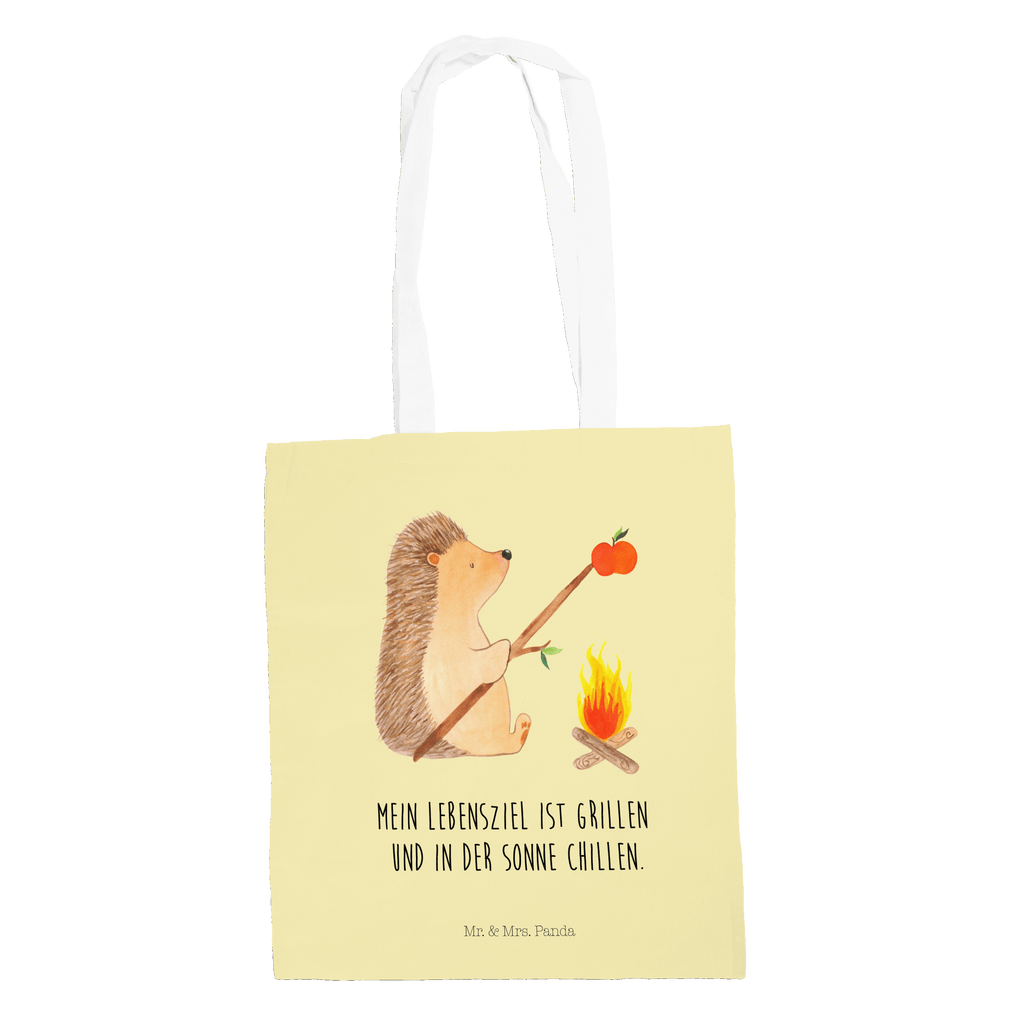 Tragetasche Igel grillt Beuteltasche, Beutel, Einkaufstasche, Jutebeutel, Stoffbeutel, Tiermotive, Gute Laune, lustige Sprüche, Tiere, Igel, Grillen, Ziele, Motivation, arbeitslos, Sinn des Lebens, Spruch