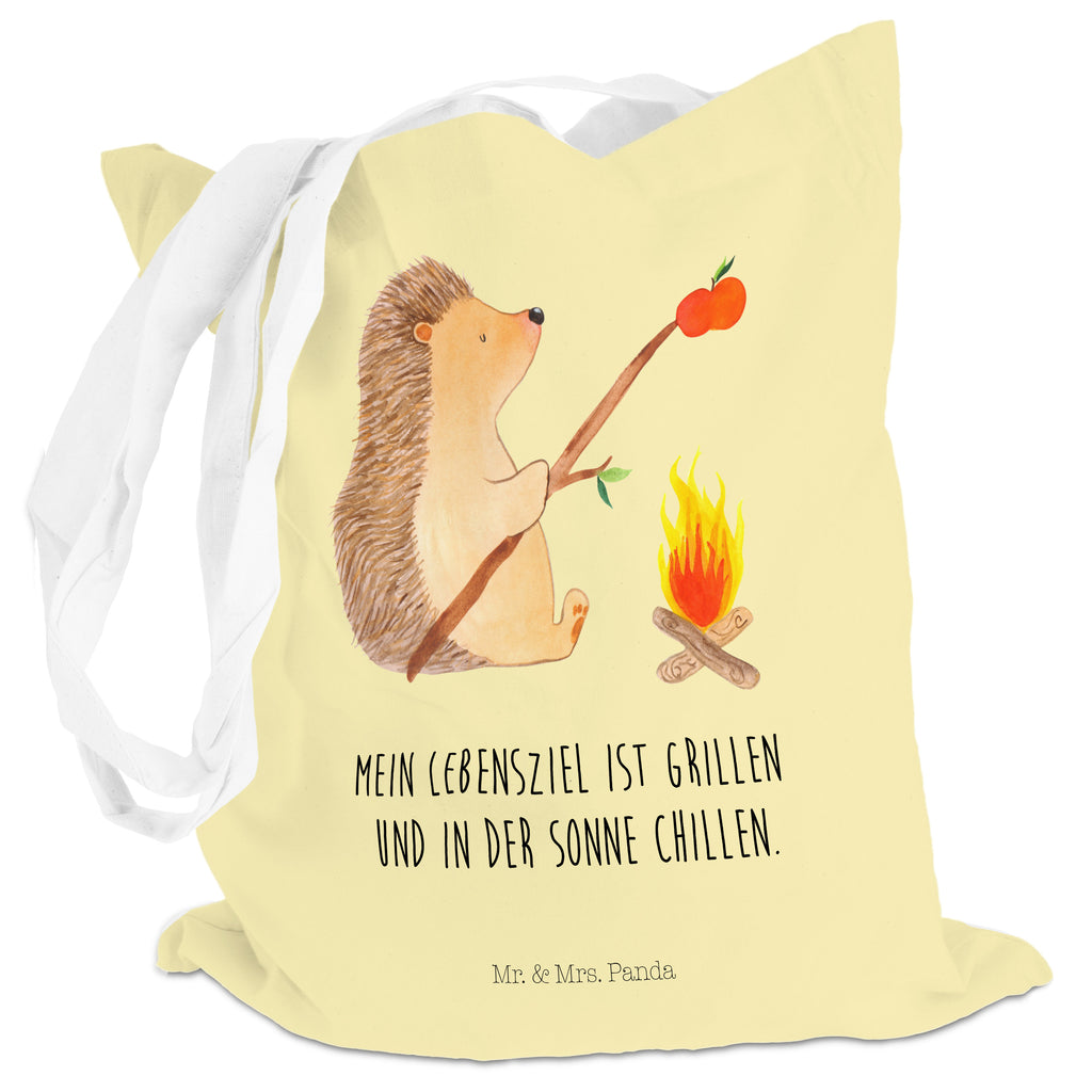 Tragetasche Igel grillt Beuteltasche, Beutel, Einkaufstasche, Jutebeutel, Stoffbeutel, Tiermotive, Gute Laune, lustige Sprüche, Tiere, Igel, Grillen, Ziele, Motivation, arbeitslos, Sinn des Lebens, Spruch