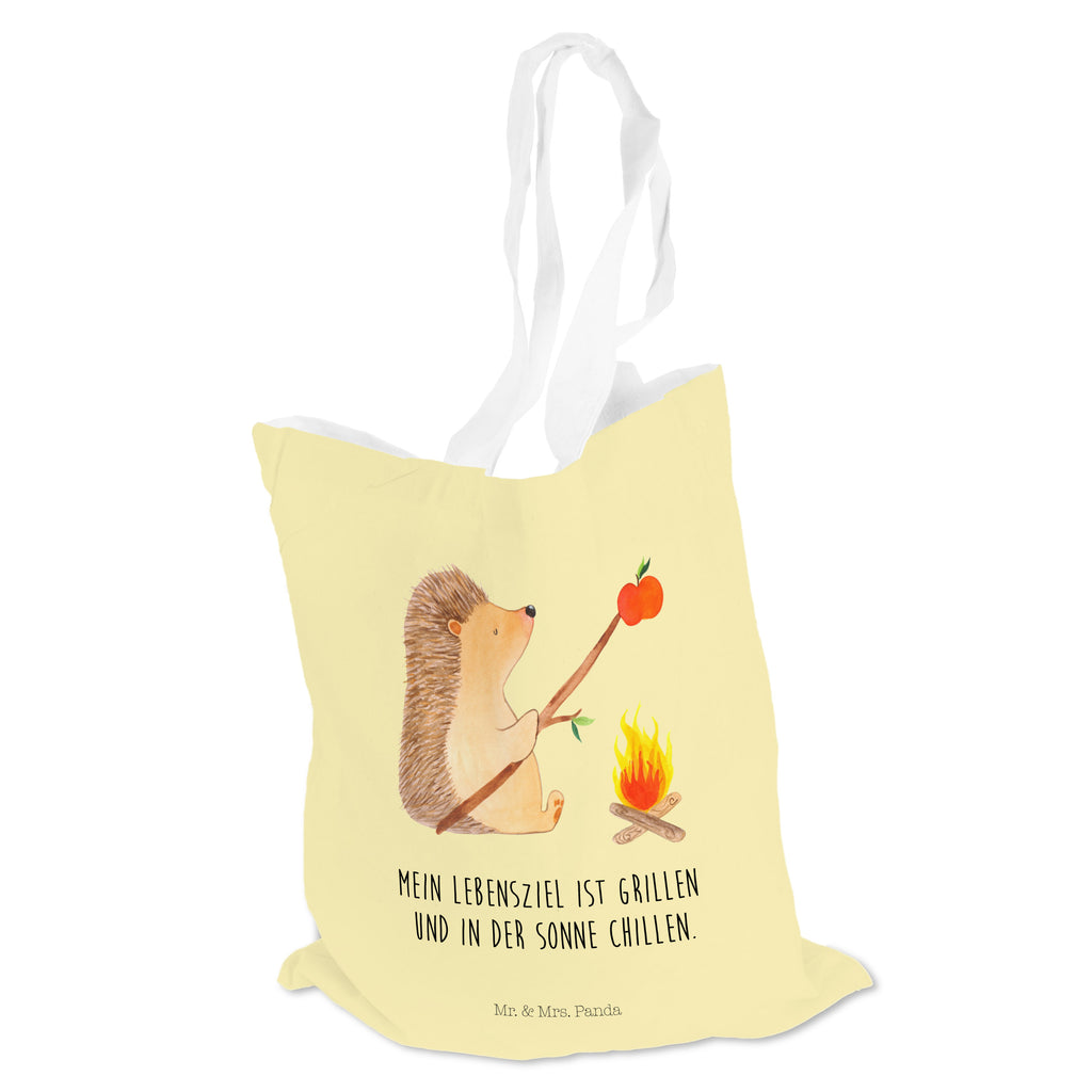 Tragetasche Igel grillt Beuteltasche, Beutel, Einkaufstasche, Jutebeutel, Stoffbeutel, Tiermotive, Gute Laune, lustige Sprüche, Tiere, Igel, Grillen, Ziele, Motivation, arbeitslos, Sinn des Lebens, Spruch