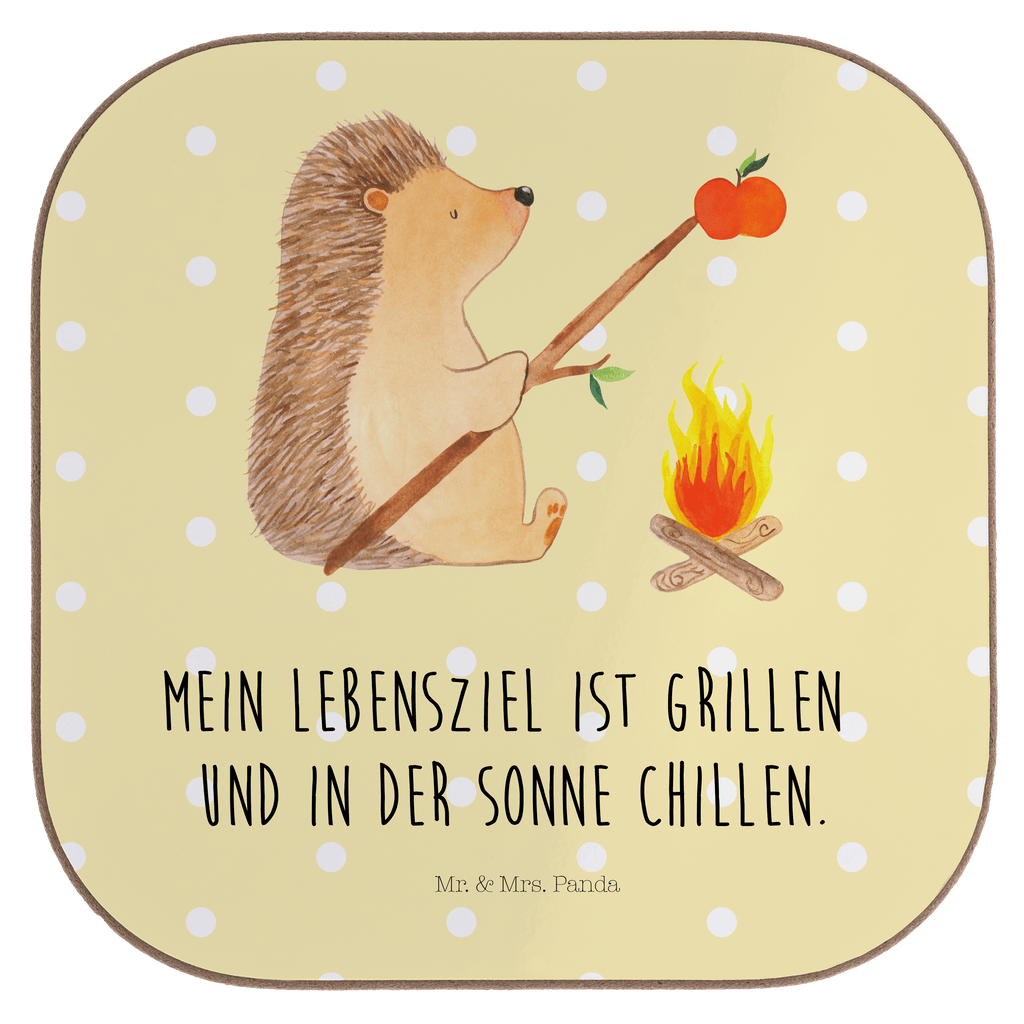 Quadratische Untersetzer Igel grillt Bierdeckel, Glasuntersetzer, Untersetzer Gläser, Getränkeuntersetzer, Tiermotive, Gute Laune, lustige Sprüche, Tiere, Igel, Grillen, Ziele, Motivation, arbeitslos, Sinn des Lebens, Spruch