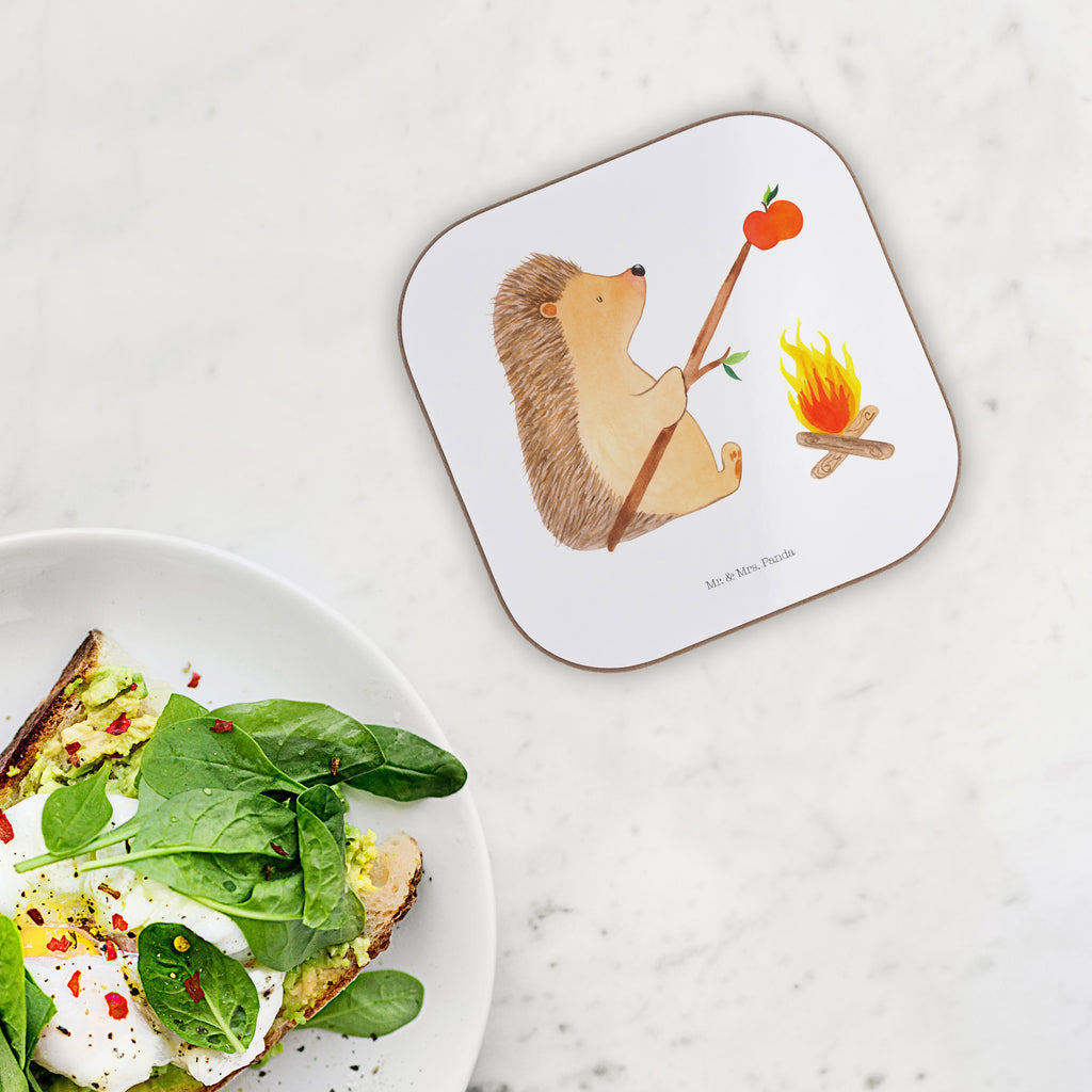 Quadratische Untersetzer Igel grillt Bierdeckel, Glasuntersetzer, Untersetzer Gläser, Getränkeuntersetzer, Tiermotive, Gute Laune, lustige Sprüche, Tiere, Igel, Grillen, Ziele, Motivation, arbeitslos, Sinn des Lebens, Spruch