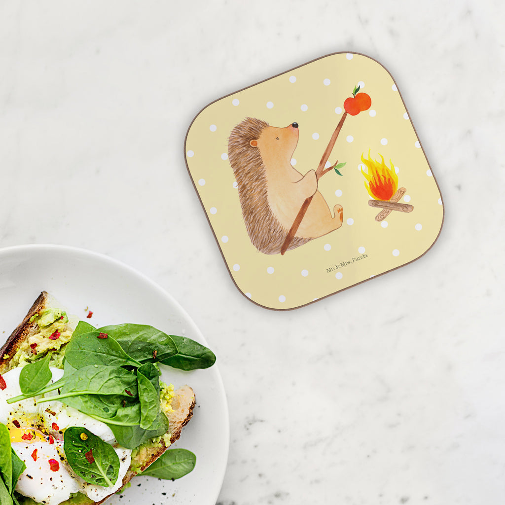 Quadratische Untersetzer Igel grillt Bierdeckel, Glasuntersetzer, Untersetzer Gläser, Getränkeuntersetzer, Tiermotive, Gute Laune, lustige Sprüche, Tiere, Igel, Grillen, Ziele, Motivation, arbeitslos, Sinn des Lebens, Spruch