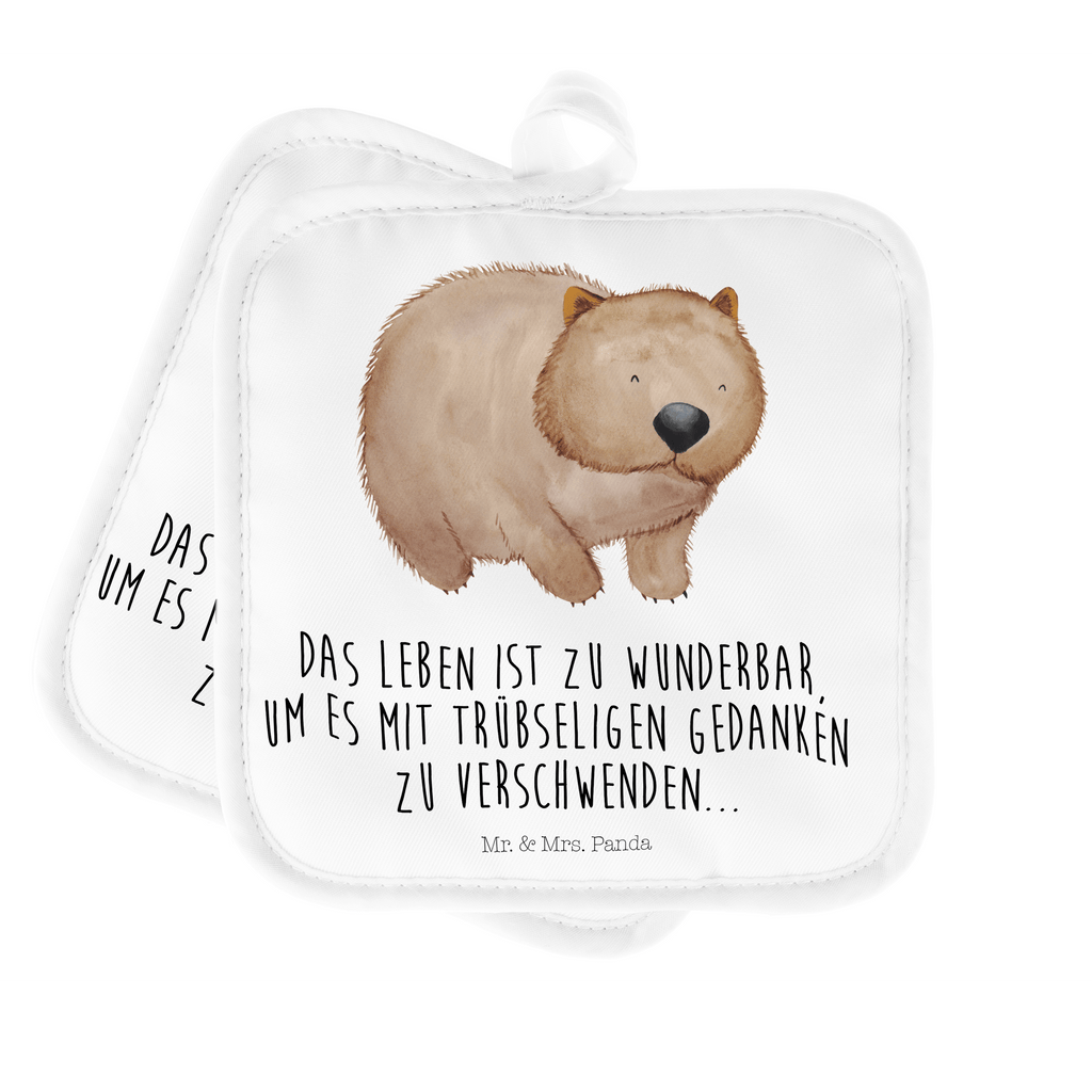2er Set Topflappen  Wombat Topflappen, Topfuntersetzer, Ofenhandschuh, Topflappen Set, Topflappen lustig, Topflappen mit Spruch, Tiermotive, Gute Laune, lustige Sprüche, Tiere, Wombat, Das Leben ist schön, Motivation, Spruch, Australien