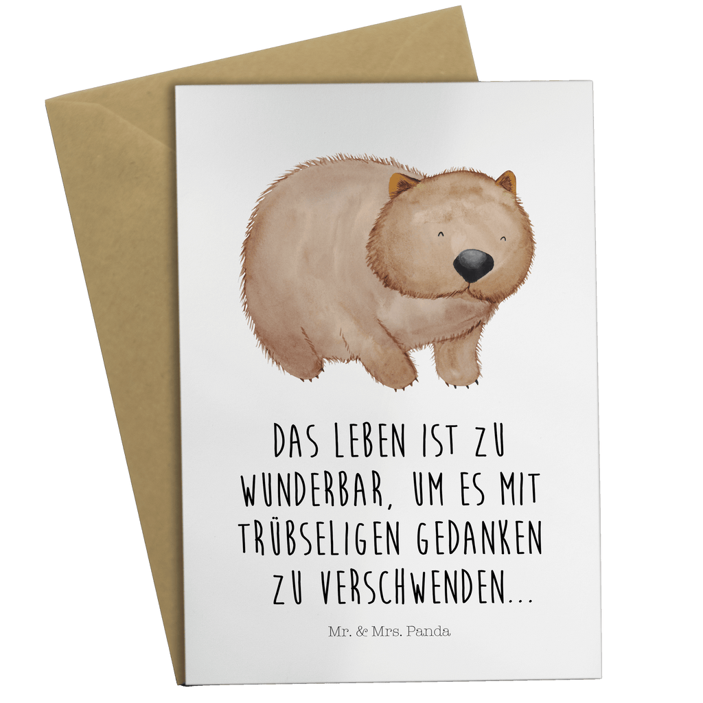 Grußkarte Wombat Klappkarte, Einladungskarte, Glückwunschkarte, Hochzeitskarte, Geburtstagskarte, Karte, Tiermotive, Gute Laune, lustige Sprüche, Tiere, Wombat, Das Leben ist schön, Motivation, Spruch, Australien