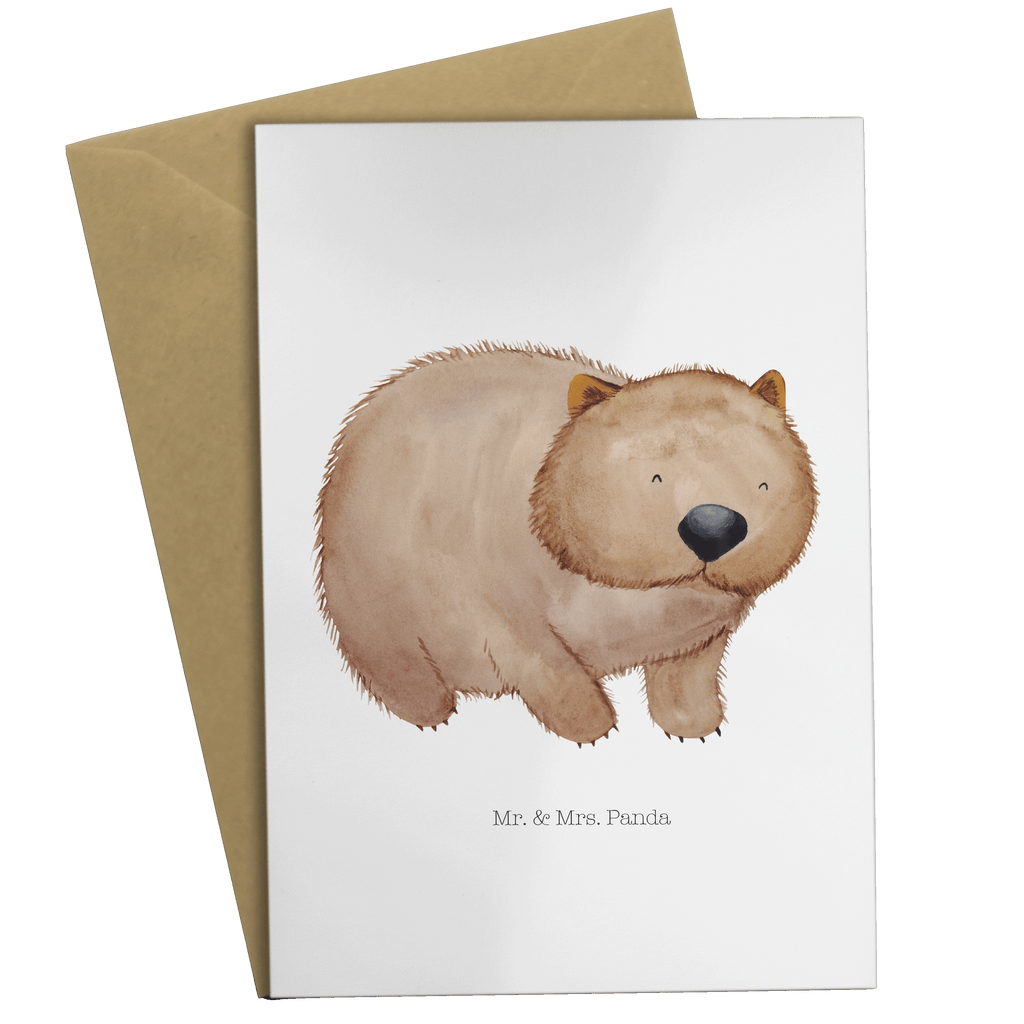 Grußkarte Wombat Klappkarte, Einladungskarte, Glückwunschkarte, Hochzeitskarte, Geburtstagskarte, Karte, Tiermotive, Gute Laune, lustige Sprüche, Tiere, Wombat, Das Leben ist schön, Motivation, Spruch, Australien