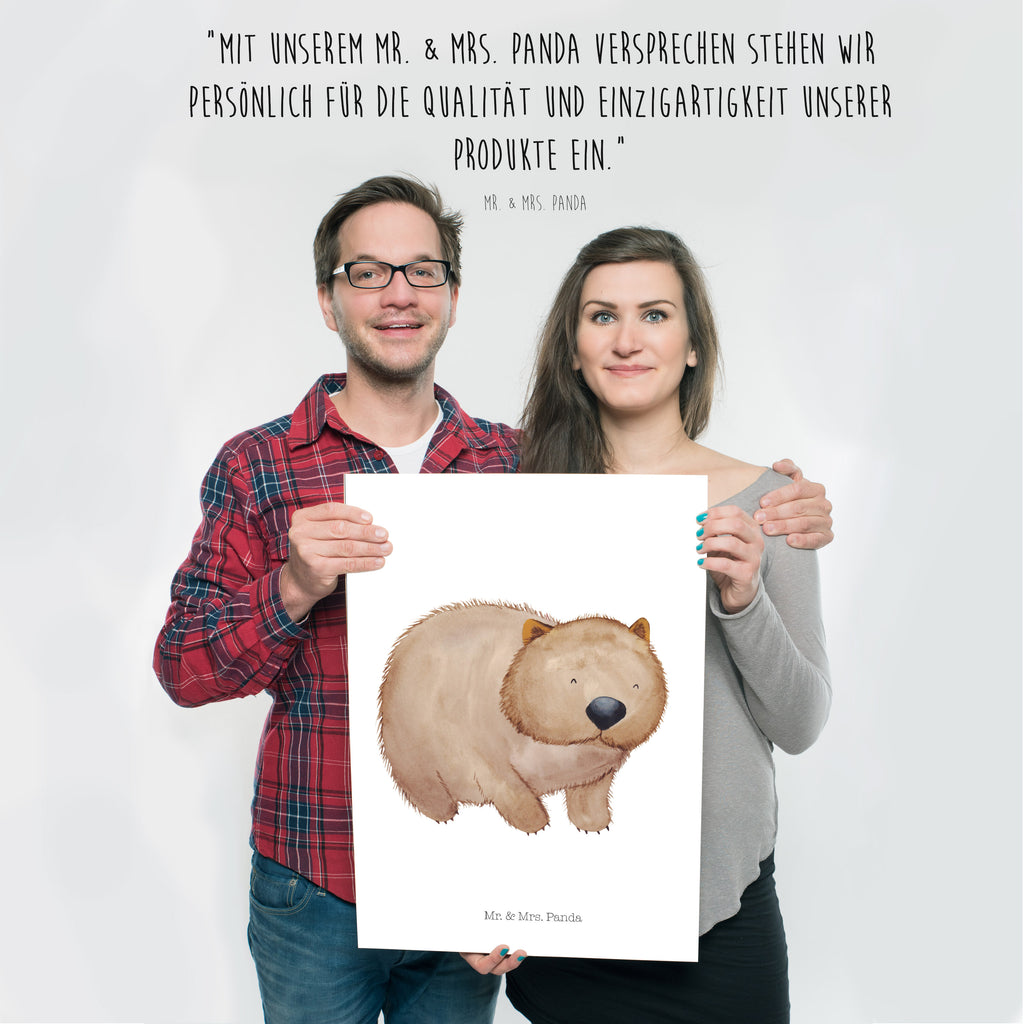 Poster Wombat Poster, Wandposter, Bild, Wanddeko, Küchenposter, Kinderposter, Wanddeko Bild, Raumdekoration, Wanddekoration, Handgemaltes Poster, Mr. & Mrs. Panda Poster, Designposter, Kunstdruck, Posterdruck, Tiermotive, Gute Laune, lustige Sprüche, Tiere, Wombat, Das Leben ist schön, Motivation, Spruch, Australien