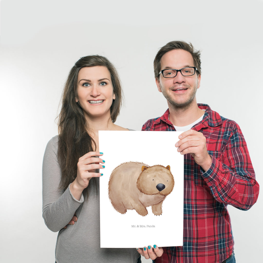Poster Wombat Poster, Wandposter, Bild, Wanddeko, Küchenposter, Kinderposter, Wanddeko Bild, Raumdekoration, Wanddekoration, Handgemaltes Poster, Mr. & Mrs. Panda Poster, Designposter, Kunstdruck, Posterdruck, Tiermotive, Gute Laune, lustige Sprüche, Tiere, Wombat, Das Leben ist schön, Motivation, Spruch, Australien