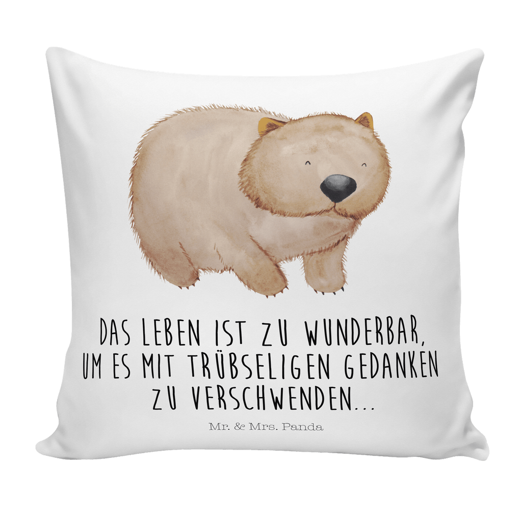 40x40 Kissen Wombat Kissenhülle, Kopfkissen, Sofakissen, Dekokissen, Motivkissen, Tiermotive, Gute Laune, lustige Sprüche, Tiere, Wombat, Das Leben ist schön, Motivation, Spruch, Australien