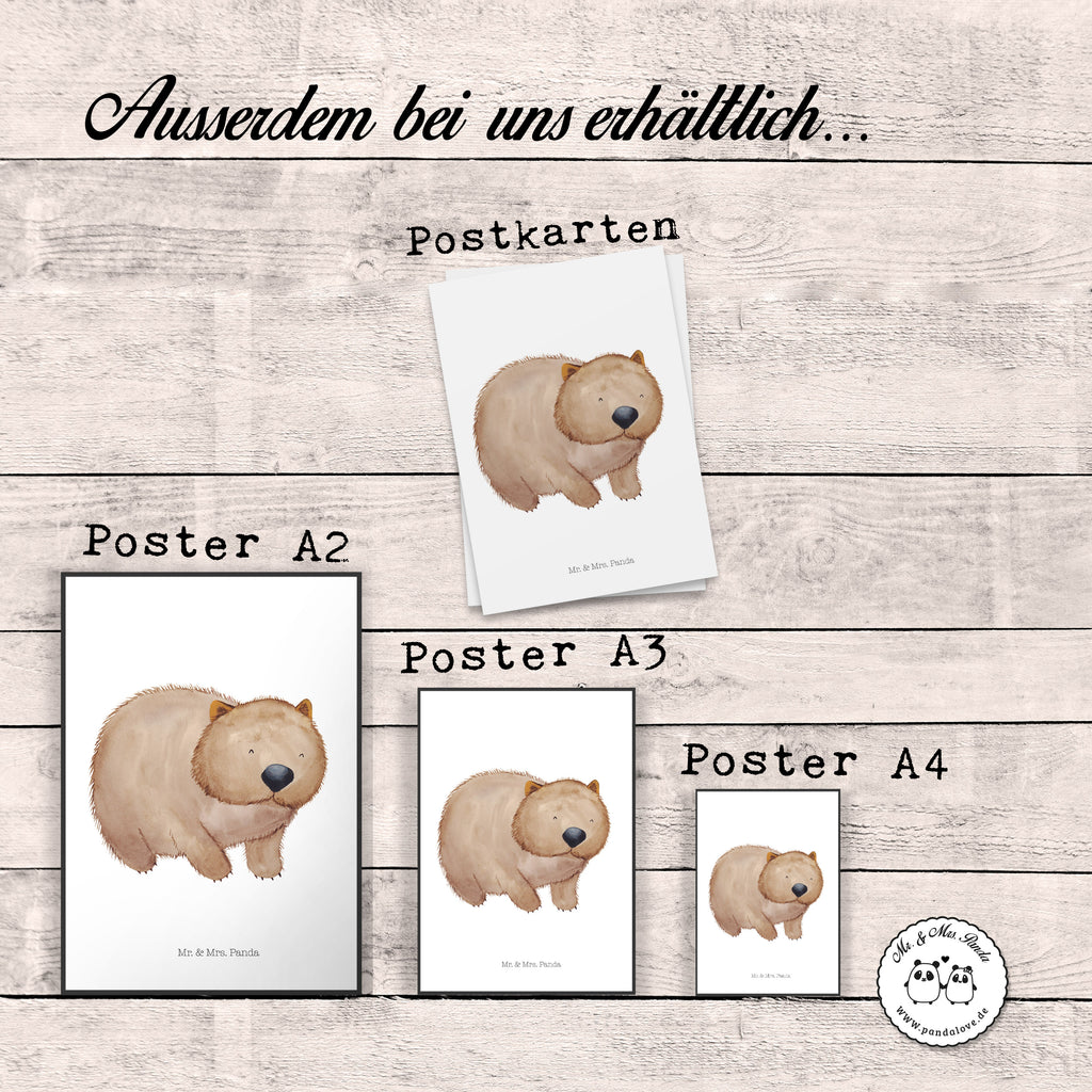 Poster Wombat Poster, Wandposter, Bild, Wanddeko, Küchenposter, Kinderposter, Wanddeko Bild, Raumdekoration, Wanddekoration, Handgemaltes Poster, Mr. & Mrs. Panda Poster, Designposter, Kunstdruck, Posterdruck, Tiermotive, Gute Laune, lustige Sprüche, Tiere, Wombat, Das Leben ist schön, Motivation, Spruch, Australien