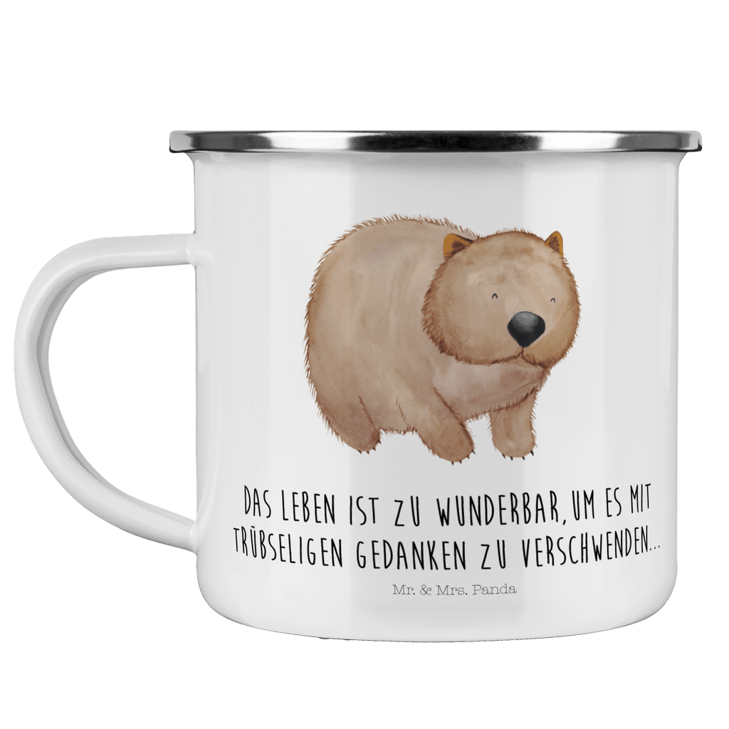 Camping Emaille Tasse Wombat Campingtasse, Trinkbecher, Metalltasse, Outdoor Tasse, Emaille Trinkbecher, Blechtasse Outdoor, Emaille Campingbecher, Edelstahl Trinkbecher, Metalltasse für Camping, Kaffee Blechtasse, Camping Tasse Metall, Tiermotive, Gute Laune, lustige Sprüche, Tiere, Wombat, Das Leben ist schön, Motivation, Spruch, Australien