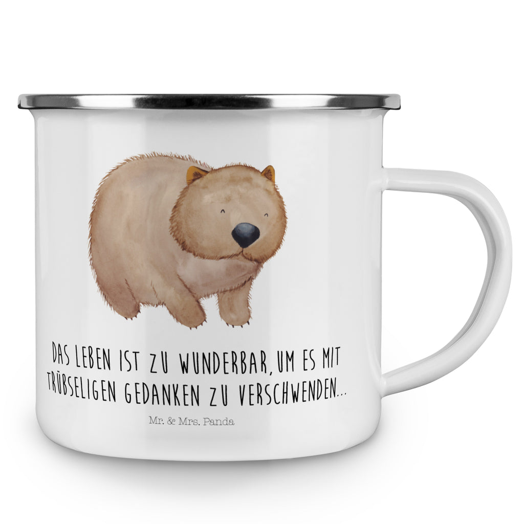 Camping Emaille Tasse Wombat Campingtasse, Trinkbecher, Metalltasse, Outdoor Tasse, Emaille Trinkbecher, Blechtasse Outdoor, Emaille Campingbecher, Edelstahl Trinkbecher, Metalltasse für Camping, Kaffee Blechtasse, Camping Tasse Metall, Tiermotive, Gute Laune, lustige Sprüche, Tiere, Wombat, Das Leben ist schön, Motivation, Spruch, Australien