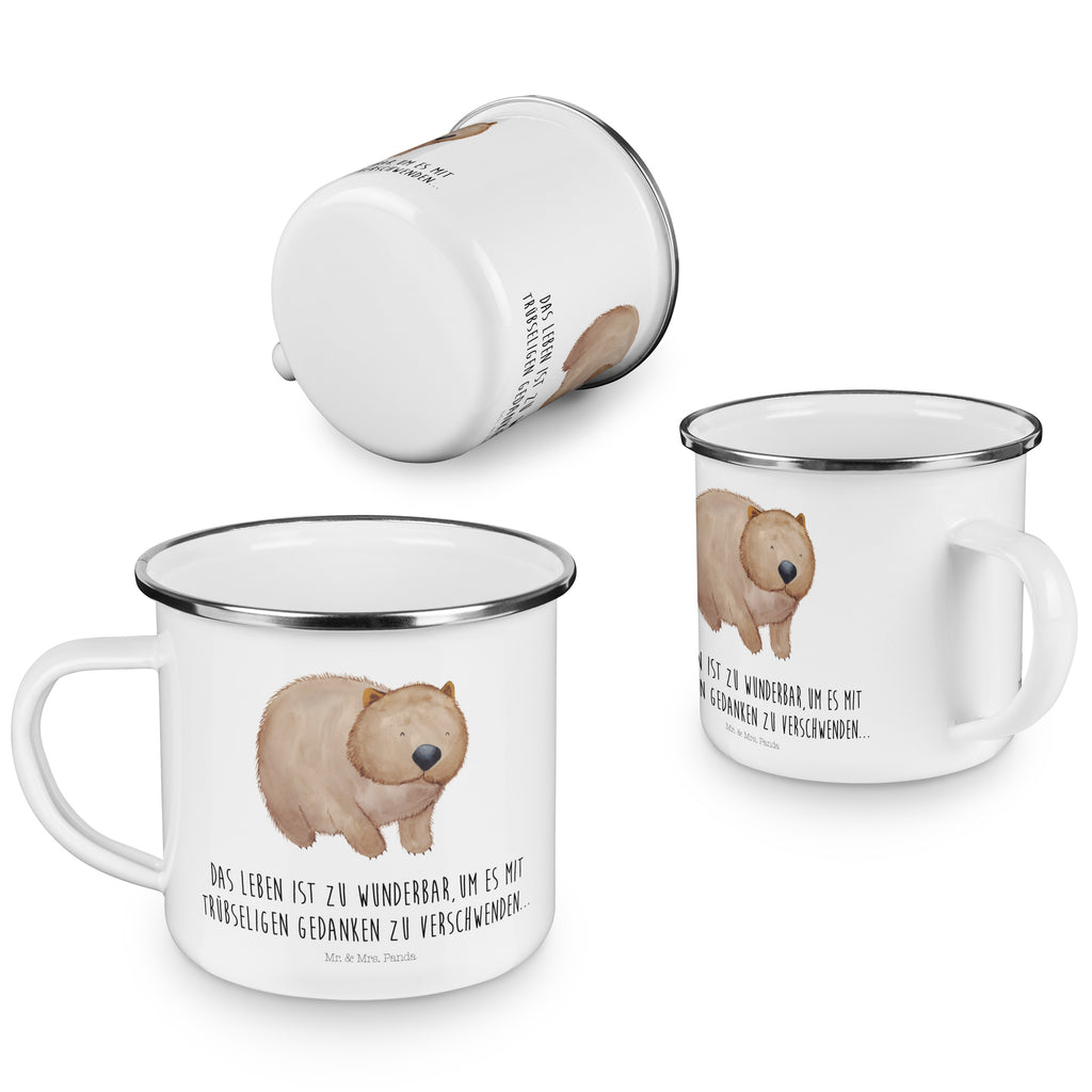 Camping Emaille Tasse Wombat Campingtasse, Trinkbecher, Metalltasse, Outdoor Tasse, Emaille Trinkbecher, Blechtasse Outdoor, Emaille Campingbecher, Edelstahl Trinkbecher, Metalltasse für Camping, Kaffee Blechtasse, Camping Tasse Metall, Tiermotive, Gute Laune, lustige Sprüche, Tiere, Wombat, Das Leben ist schön, Motivation, Spruch, Australien