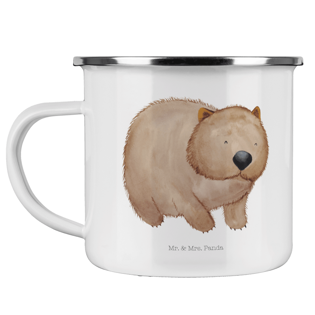 Camping Emaille Tasse Wombat Campingtasse, Trinkbecher, Metalltasse, Outdoor Tasse, Emaille Trinkbecher, Blechtasse Outdoor, Emaille Campingbecher, Edelstahl Trinkbecher, Metalltasse für Camping, Kaffee Blechtasse, Camping Tasse Metall, Tiermotive, Gute Laune, lustige Sprüche, Tiere, Wombat, Das Leben ist schön, Motivation, Spruch, Australien