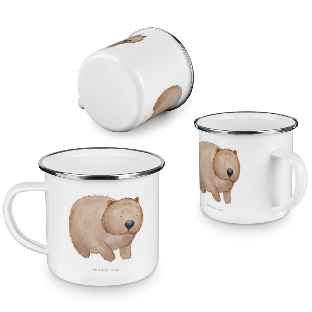 Camping Emaille Tasse Wombat Campingtasse, Trinkbecher, Metalltasse, Outdoor Tasse, Emaille Trinkbecher, Blechtasse Outdoor, Emaille Campingbecher, Edelstahl Trinkbecher, Metalltasse für Camping, Kaffee Blechtasse, Camping Tasse Metall, Tiermotive, Gute Laune, lustige Sprüche, Tiere, Wombat, Das Leben ist schön, Motivation, Spruch, Australien