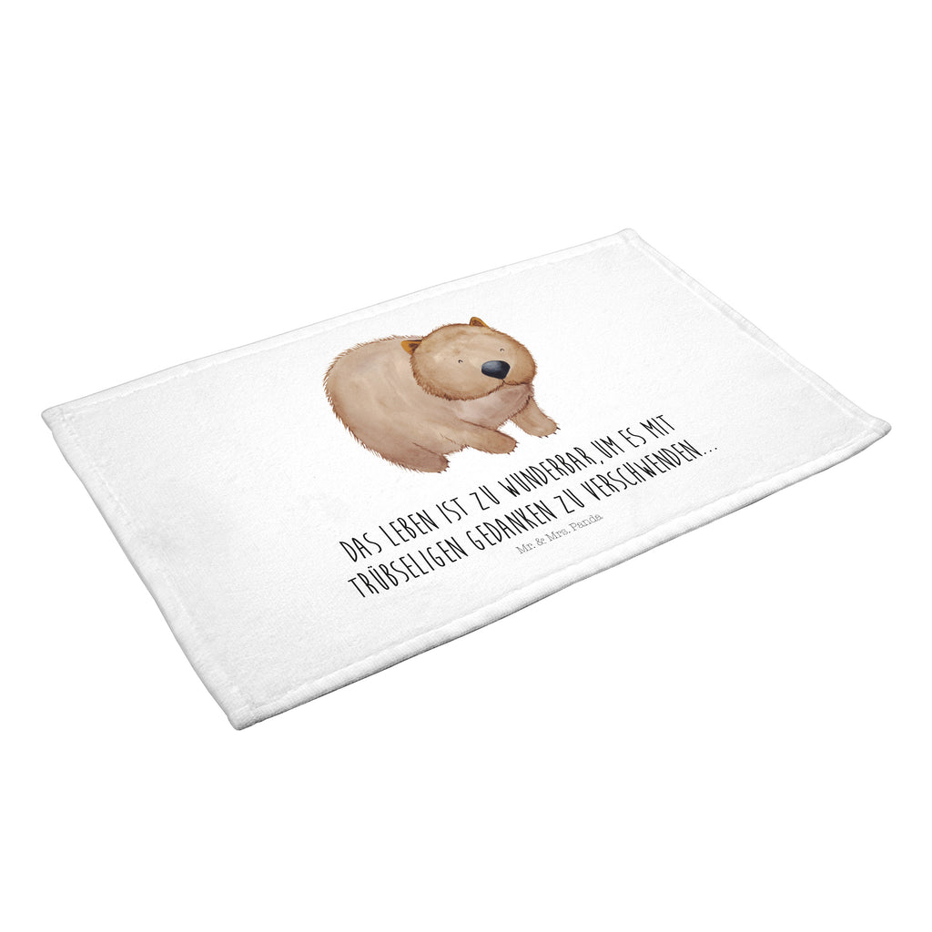 Gäste Handtuch Wombat Gästetuch, Reisehandtuch, Sport Handtuch, Frottier, Kinder Handtuch, süße Tiermotive, gute Laune, lustige Sprüche, Tiere, Wombat, Das Leben ist schön, Motivation, Spruch, Australien