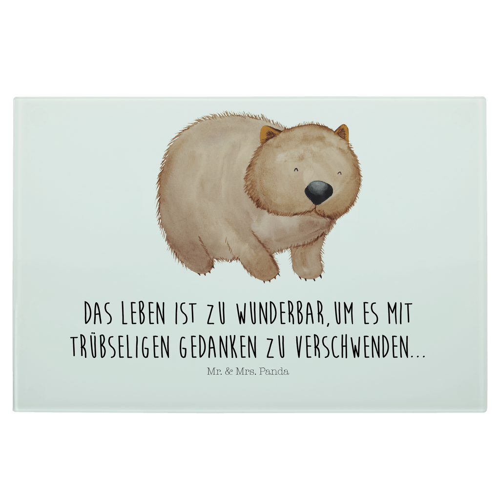 Medium Glas Schneidbrett Wombat Glasschneidebrett, Schneidebrett, Tiermotive, Gute Laune, lustige Sprüche, Tiere, Wombat, Das Leben ist schön, Motivation, Spruch, Australien