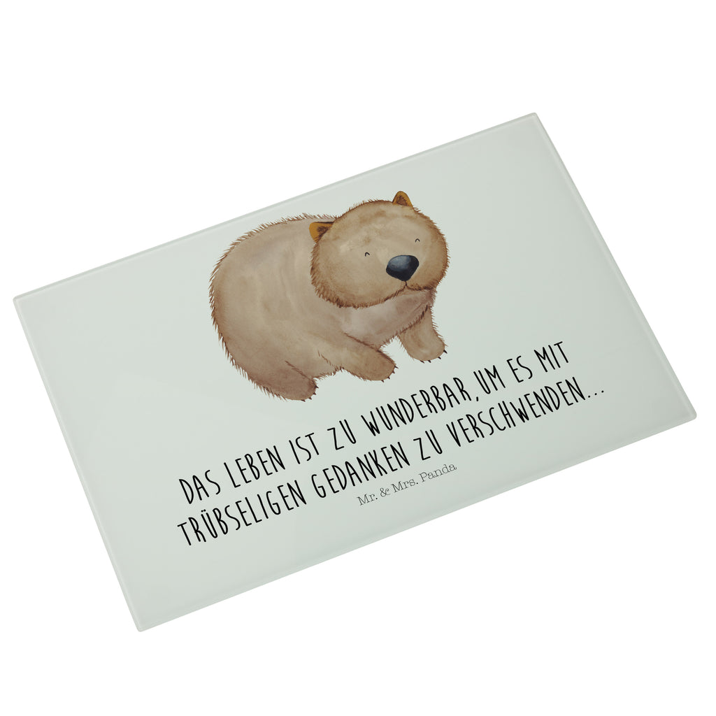 Medium Glas Schneidbrett Wombat Glasschneidebrett, Schneidebrett, Tiermotive, Gute Laune, lustige Sprüche, Tiere, Wombat, Das Leben ist schön, Motivation, Spruch, Australien