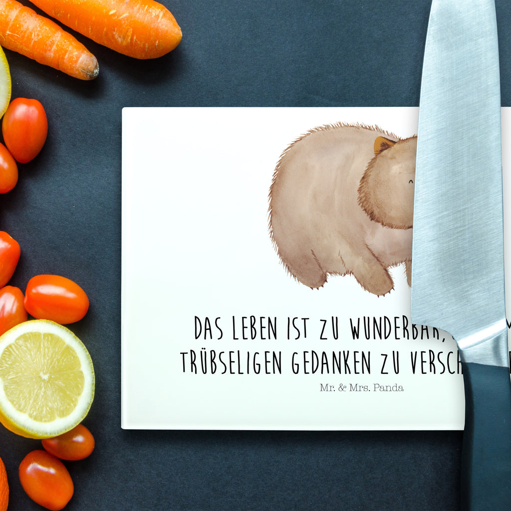 Medium Glas Schneidbrett Wombat Glasschneidebrett, Schneidebrett, Tiermotive, Gute Laune, lustige Sprüche, Tiere, Wombat, Das Leben ist schön, Motivation, Spruch, Australien