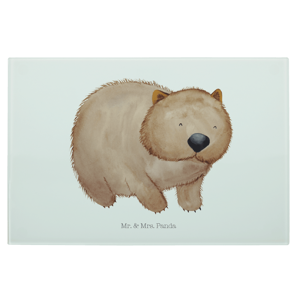 Medium Glas Schneidbrett Wombat Glasschneidebrett, Schneidebrett, Tiermotive, Gute Laune, lustige Sprüche, Tiere, Wombat, Das Leben ist schön, Motivation, Spruch, Australien