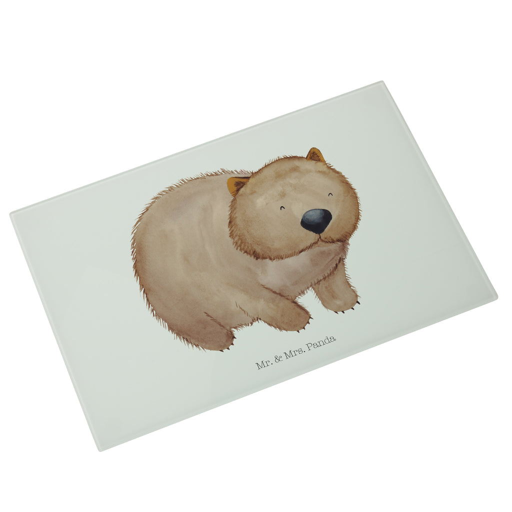 Medium Glas Schneidbrett Wombat Glasschneidebrett, Schneidebrett, Tiermotive, Gute Laune, lustige Sprüche, Tiere, Wombat, Das Leben ist schön, Motivation, Spruch, Australien