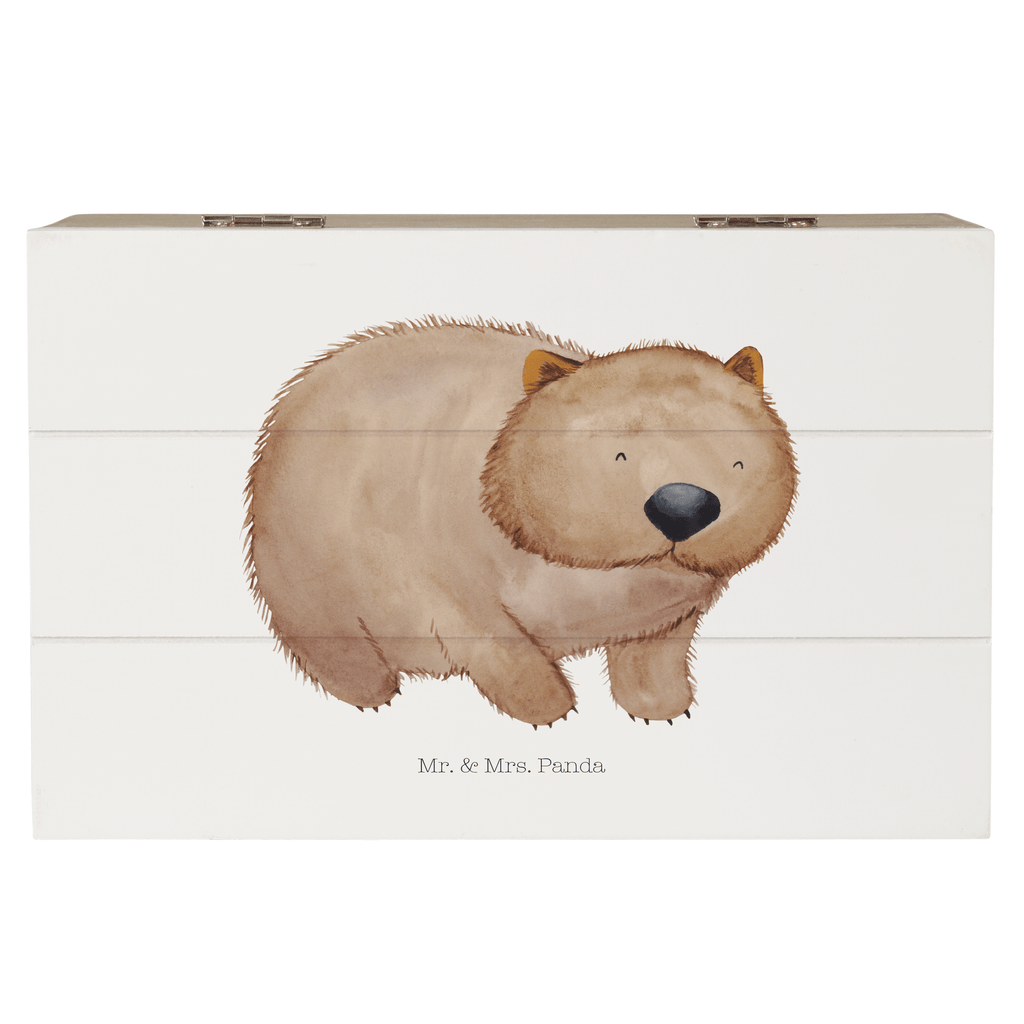 Holzkiste Wombat Holzkiste, Kiste, Schatzkiste, Truhe, Schatulle, XXL, Erinnerungsbox, Erinnerungskiste, Dekokiste, Aufbewahrungsbox, Tiermotive, Gute Laune, lustige Sprüche, Tiere, Wombat, Das Leben ist schön, Motivation, Spruch, Australien