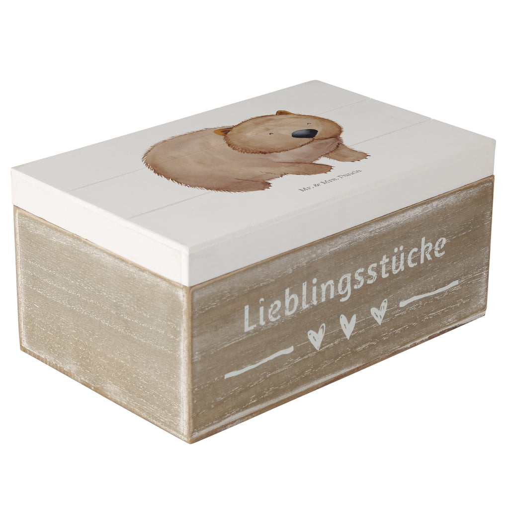 Holzkiste Wombat Holzkiste, Kiste, Schatzkiste, Truhe, Schatulle, XXL, Erinnerungsbox, Erinnerungskiste, Dekokiste, Aufbewahrungsbox, Tiermotive, Gute Laune, lustige Sprüche, Tiere, Wombat, Das Leben ist schön, Motivation, Spruch, Australien