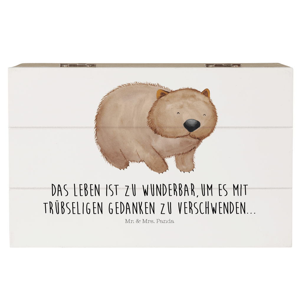 Holzkiste Wombat Holzkiste, Kiste, Schatzkiste, Truhe, Schatulle, XXL, Erinnerungsbox, Erinnerungskiste, Dekokiste, Aufbewahrungsbox, Tiermotive, Gute Laune, lustige Sprüche, Tiere, Wombat, Das Leben ist schön, Motivation, Spruch, Australien