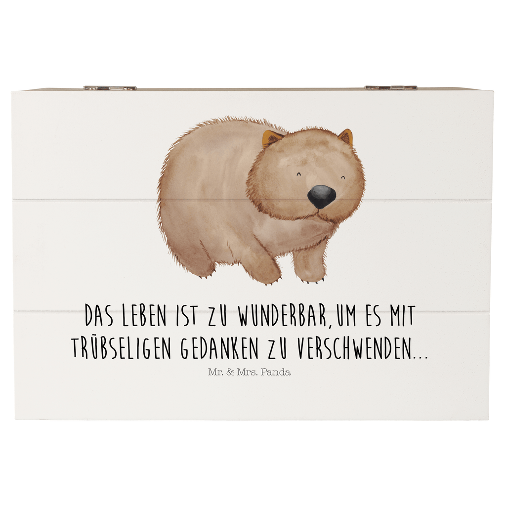 Holzkiste Wombat Holzkiste, Kiste, Schatzkiste, Truhe, Schatulle, XXL, Erinnerungsbox, Erinnerungskiste, Dekokiste, Aufbewahrungsbox, Tiermotive, Gute Laune, lustige Sprüche, Tiere, Wombat, Das Leben ist schön, Motivation, Spruch, Australien