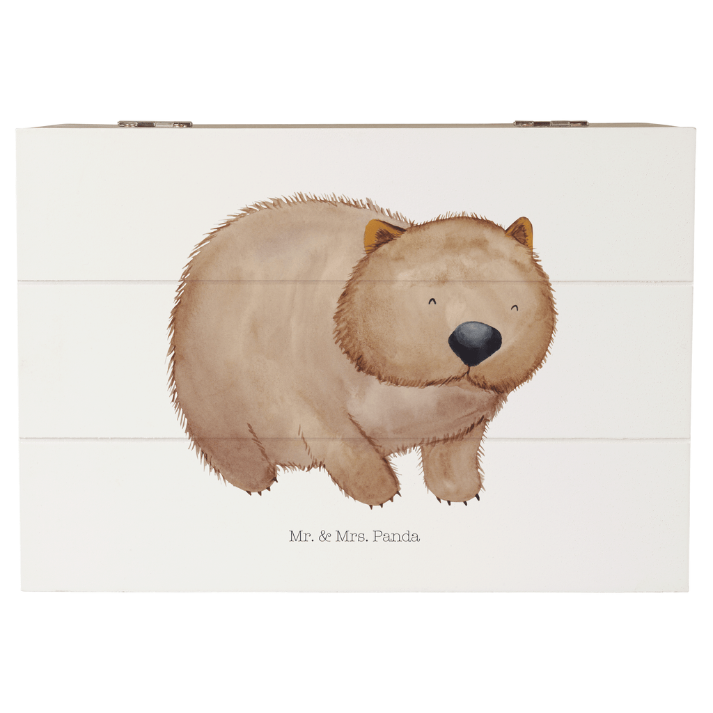 Holzkiste Wombat Holzkiste, Kiste, Schatzkiste, Truhe, Schatulle, XXL, Erinnerungsbox, Erinnerungskiste, Dekokiste, Aufbewahrungsbox, Tiermotive, Gute Laune, lustige Sprüche, Tiere, Wombat, Das Leben ist schön, Motivation, Spruch, Australien