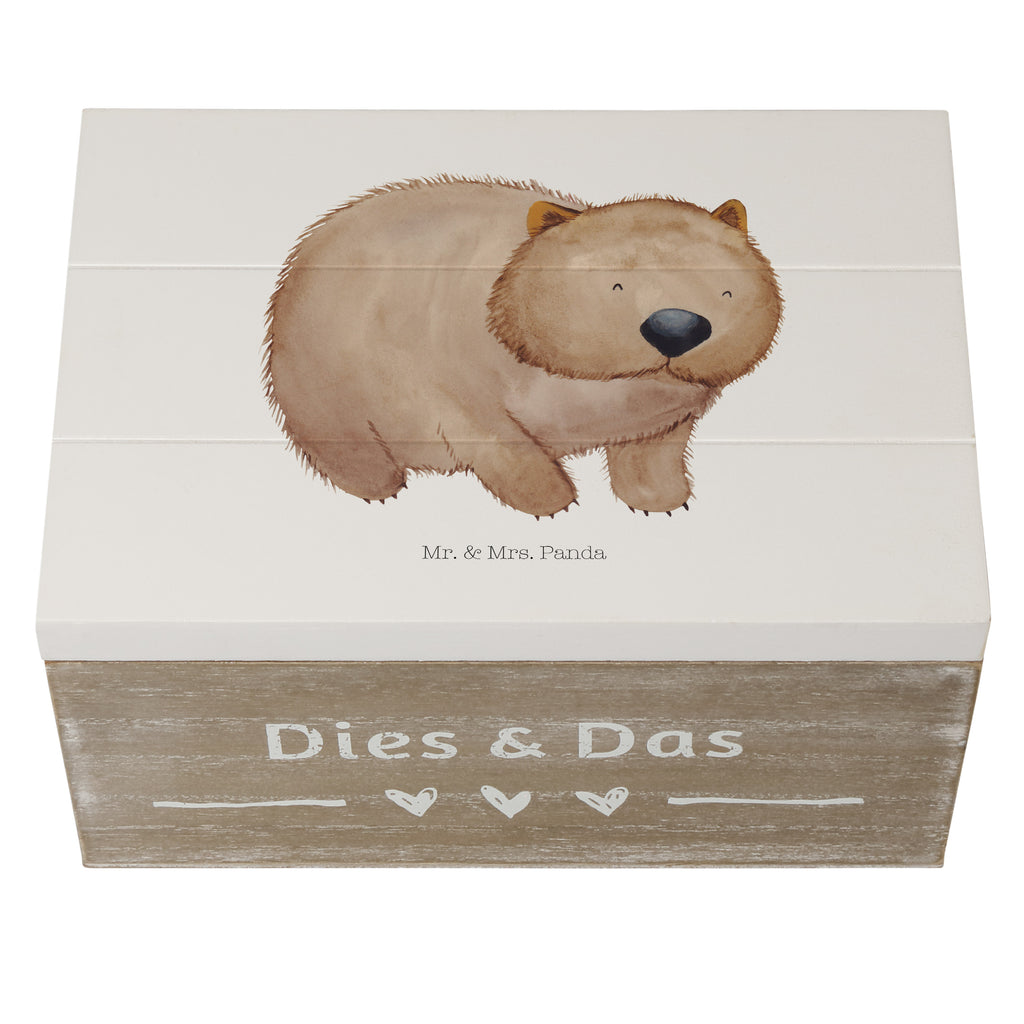 Holzkiste Wombat Holzkiste, Kiste, Schatzkiste, Truhe, Schatulle, XXL, Erinnerungsbox, Erinnerungskiste, Dekokiste, Aufbewahrungsbox, Tiermotive, Gute Laune, lustige Sprüche, Tiere, Wombat, Das Leben ist schön, Motivation, Spruch, Australien