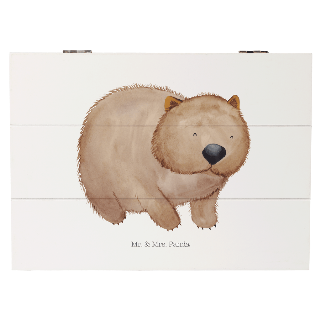 Holzkiste Wombat Holzkiste, Kiste, Schatzkiste, Truhe, Schatulle, XXL, Erinnerungsbox, Erinnerungskiste, Dekokiste, Aufbewahrungsbox, Tiermotive, Gute Laune, lustige Sprüche, Tiere, Wombat, Das Leben ist schön, Motivation, Spruch, Australien