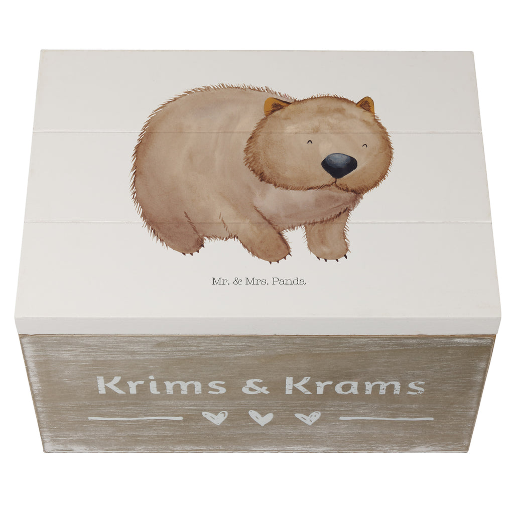 Holzkiste Wombat Holzkiste, Kiste, Schatzkiste, Truhe, Schatulle, XXL, Erinnerungsbox, Erinnerungskiste, Dekokiste, Aufbewahrungsbox, Tiermotive, Gute Laune, lustige Sprüche, Tiere, Wombat, Das Leben ist schön, Motivation, Spruch, Australien