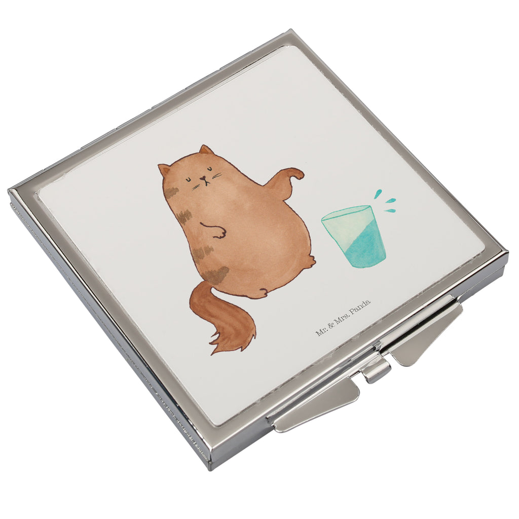 Handtaschenspiegel quadratisch Katze Wasserglas Spiegel, Handtasche, Quadrat, silber, schminken, Schminkspiegel, Katze, Katzenmotiv, Katzenfan, Katzendeko, Katzenfreund, Katzenliebhaber, Katzenprodukte, Katzenartikel, Katzenaccessoires, Katzensouvenirs, Katzenliebhaberprodukte, Katzenmotive, Katzen, Kater, Mietze, Cat, Cats, Katzenhalter, Katzenbesitzerin, Haustier, Wasser, Glas
