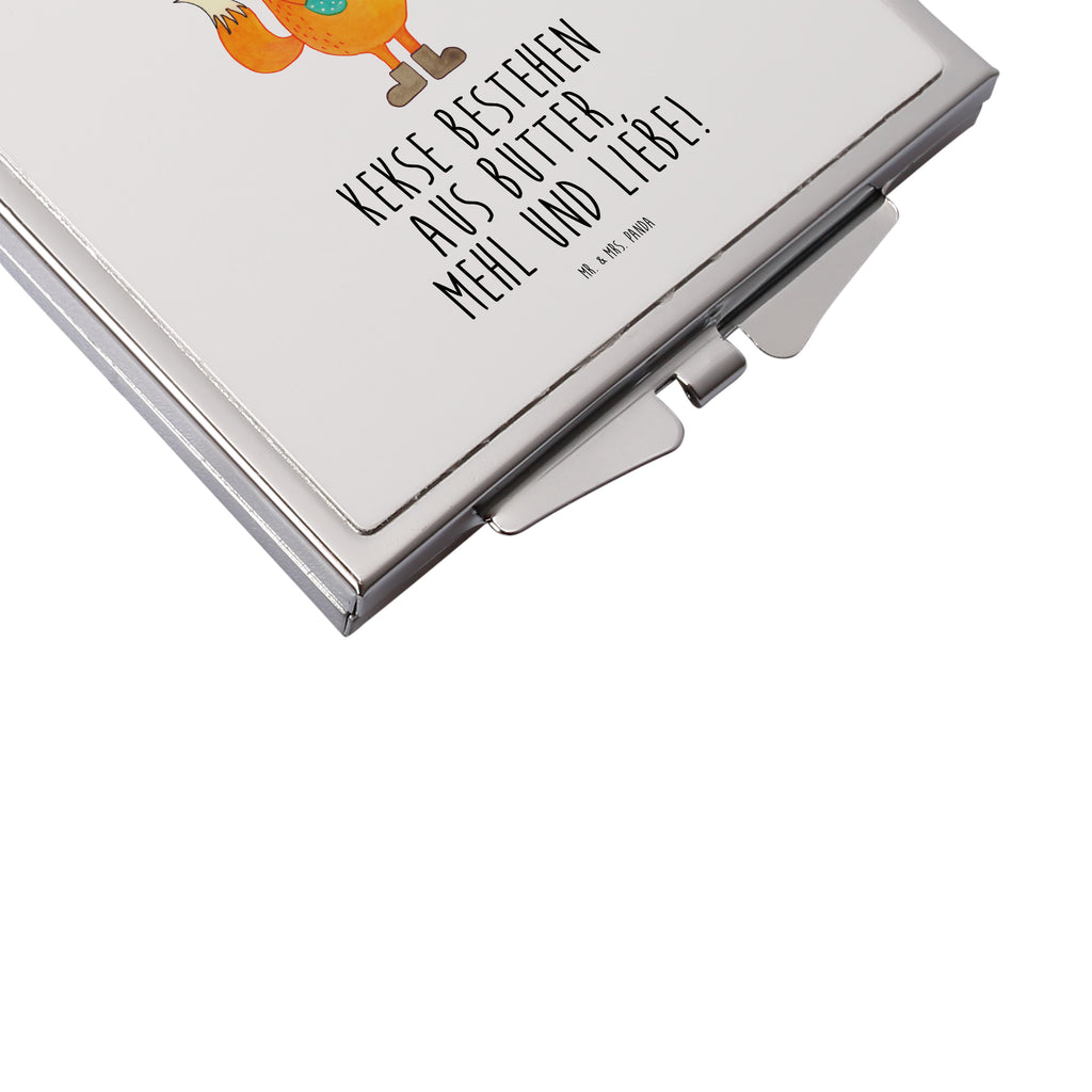 Handtaschenspiegel quadratisch Fuchs Keks Spiegel, Handtasche, Quadrat, silber, schminken, Schminkspiegel, Fuchs, Füchse, Backen Spruch, Kekse, Winter, Weihnachtszeit, Plätzchen, Liebe, Küche Deko