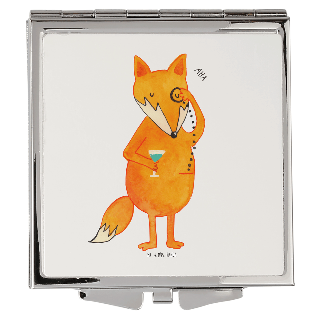 Handtaschenspiegel quadratisch Fuchs Lord Spiegel, Handtasche, Quadrat, silber, schminken, Schminkspiegel, Fuchs, Füchse, tröstende Worte, Spruch lustig, Liebeskummer Geschenk, Motivation Spruch, Problemlösung