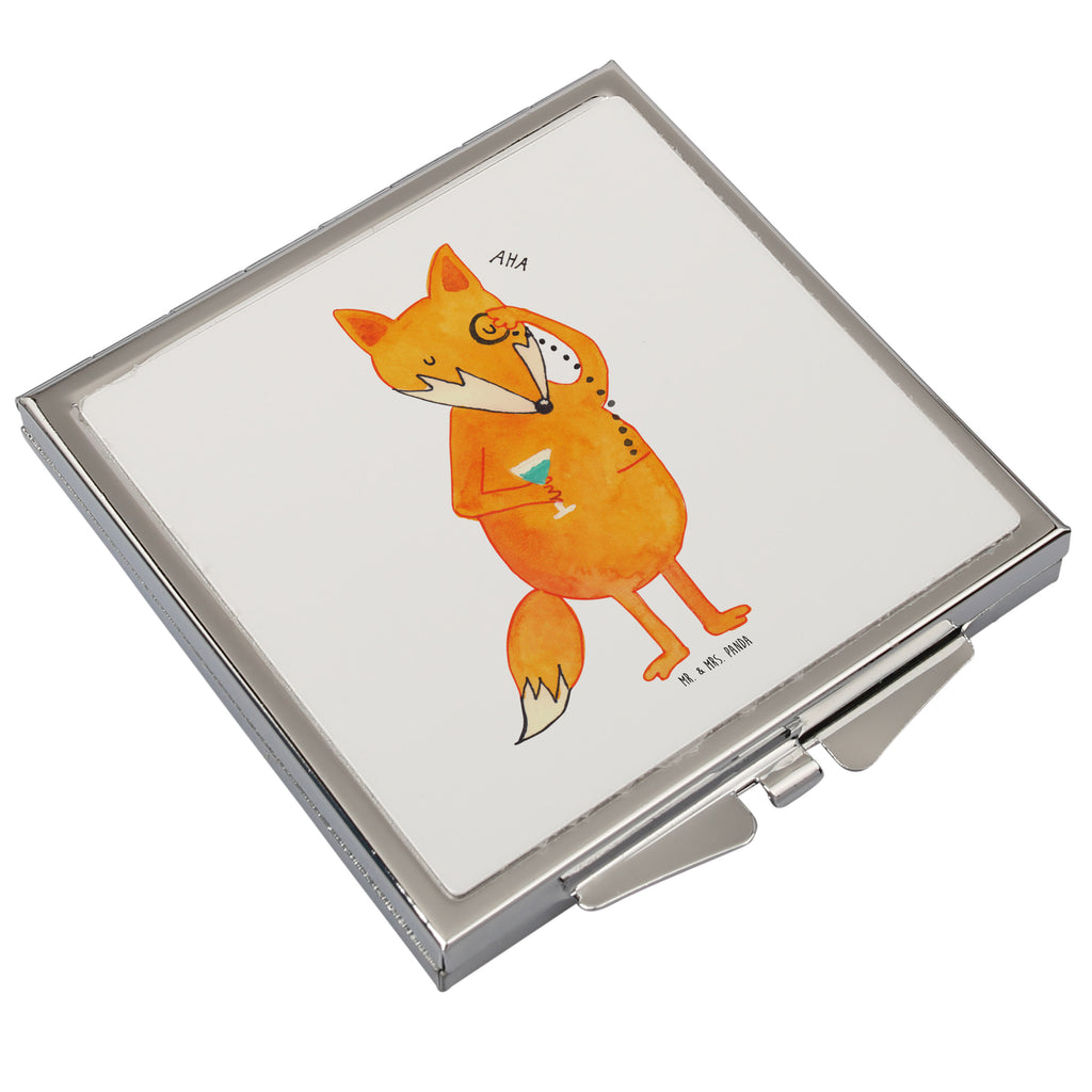 Handtaschenspiegel quadratisch Fuchs Lord Spiegel, Handtasche, Quadrat, silber, schminken, Schminkspiegel, Fuchs, Füchse, tröstende Worte, Spruch lustig, Liebeskummer Geschenk, Motivation Spruch, Problemlösung