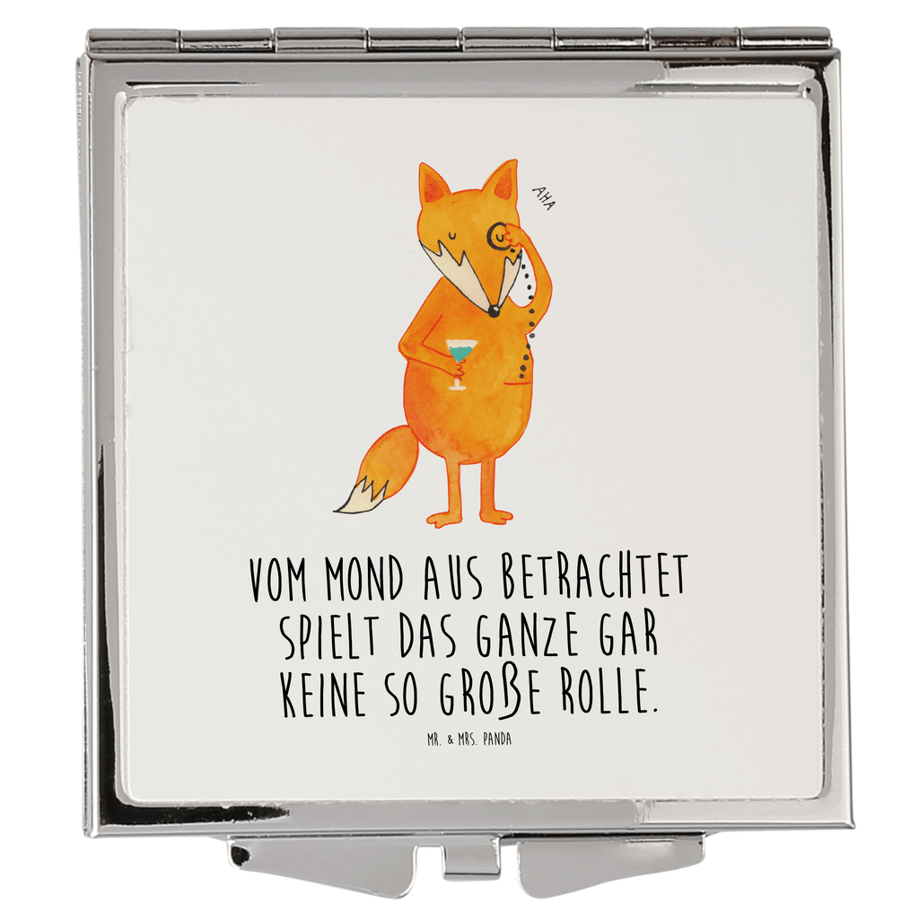 Handtaschenspiegel quadratisch Fuchs Lord Spiegel, Handtasche, Quadrat, silber, schminken, Schminkspiegel, Fuchs, Füchse, tröstende Worte, Spruch lustig, Liebeskummer Geschenk, Motivation Spruch, Problemlösung