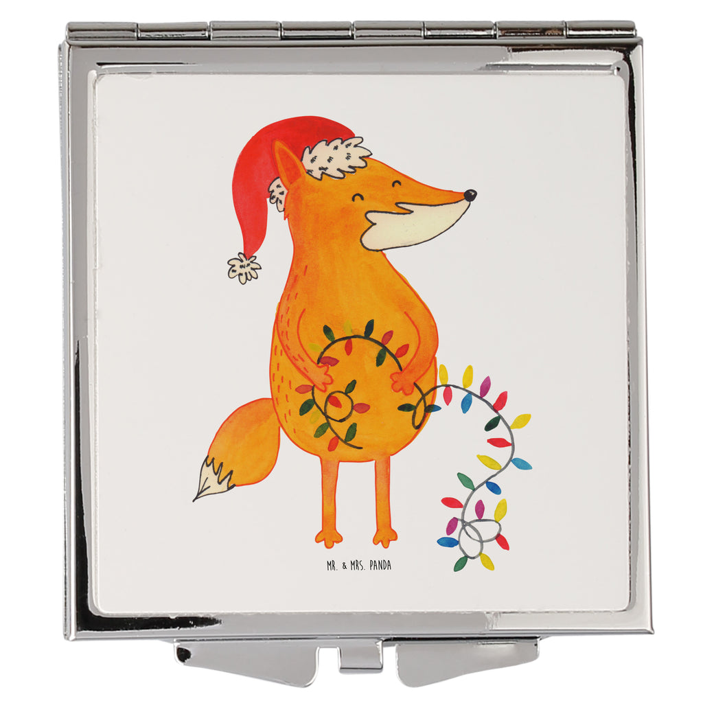 Handtaschenspiegel quadratisch Fuchs Weihnachten Spiegel, Handtasche, Quadrat, silber, schminken, Schminkspiegel, Winter, Weihnachten, Weihnachtsdeko, Nikolaus, Advent, Heiligabend, Wintermotiv, Fuchs, Füchse, Spruch schön, Geschenk Weihnachten, Weihnachtsmann, Weihnachtszeit