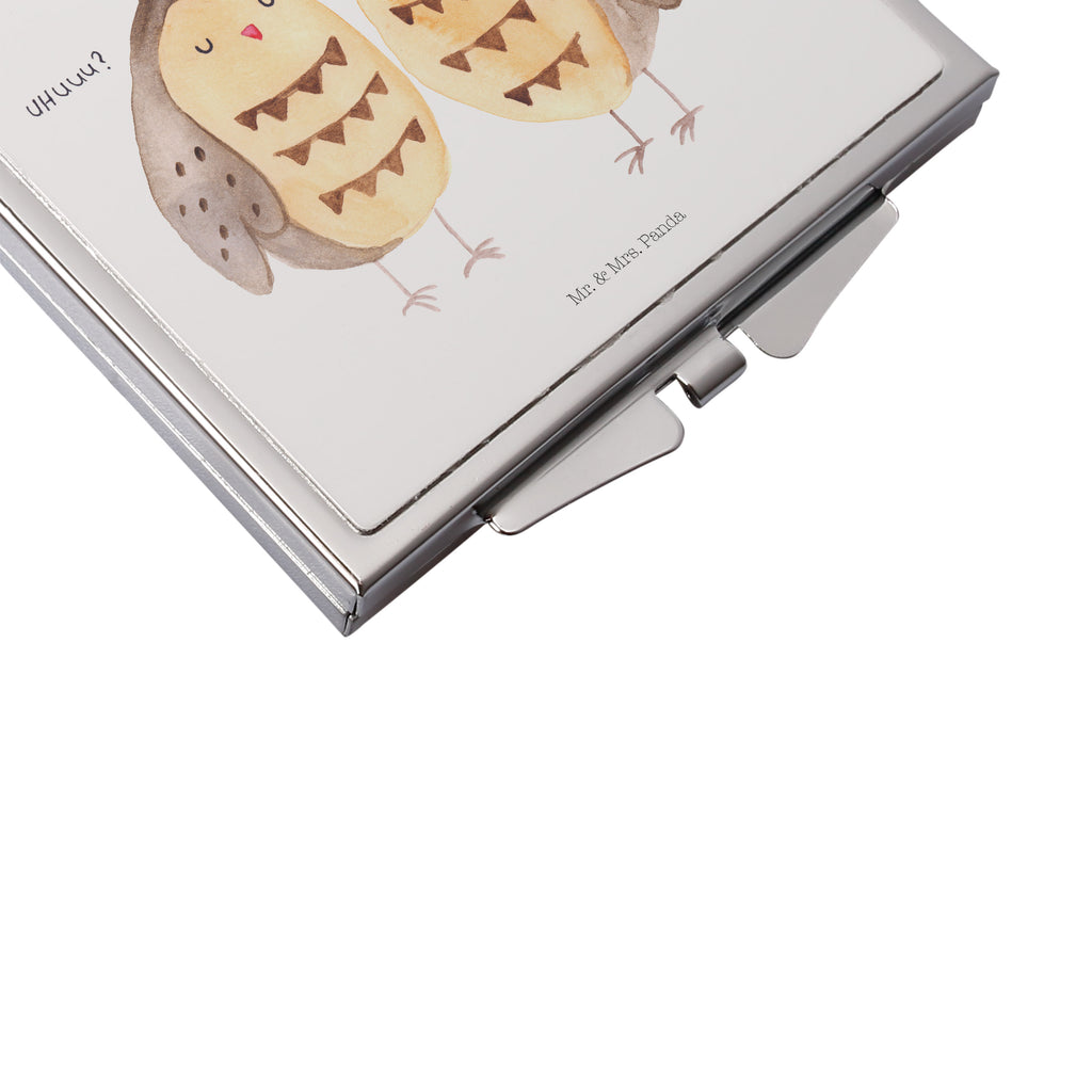 Handtaschenspiegel quadratisch Eule Liebe Spiegel, Handtasche, Quadrat, silber, schminken, Schminkspiegel, Eule, Eule Deko, Liebe, Hochzeit Spruch, Owl, All you need is love, Liebe Spruch, Freundin Geschenk, Freund, Wortspiel lustig