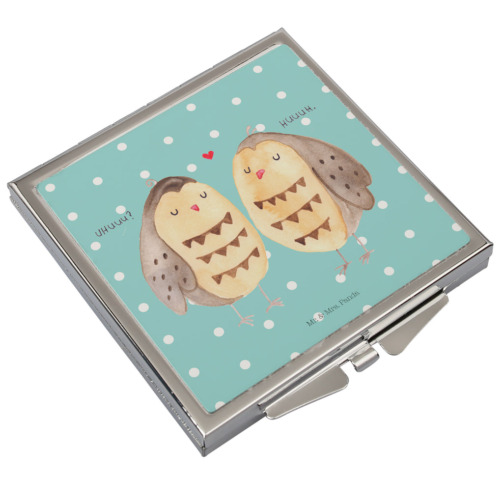 Handtaschenspiegel quadratisch Eule Liebe Spiegel, Handtasche, Quadrat, silber, schminken, Schminkspiegel, Eule, Eule Deko, Liebe, Hochzeit Spruch, Owl, All you need is love, Liebe Spruch, Freundin Geschenk, Freund, Wortspiel lustig